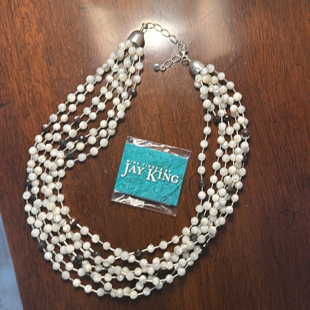 Jay King DTR Mine Finds faceted Moonstone 7 strand necklace Sterling Silver